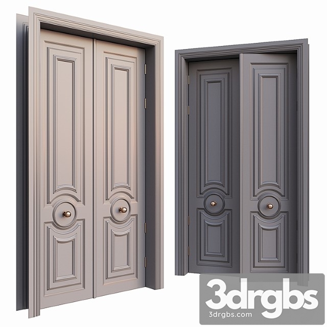 Ave classic gray door with rounded ornament 3dsmax Download - thumbnail 1