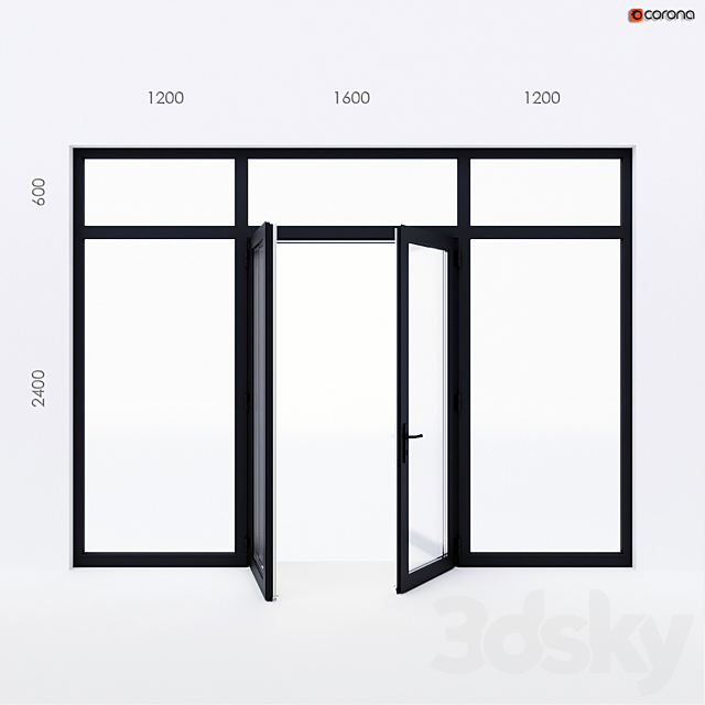 Balcony door Alumil 3ds Max - thumbnail 1