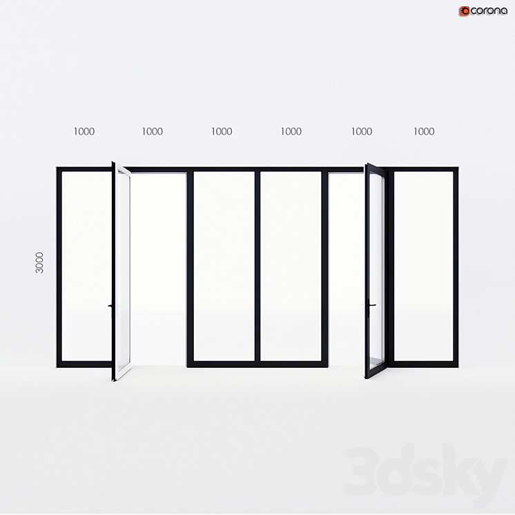 Balcony door Alumil 3DS Max - thumbnail 1