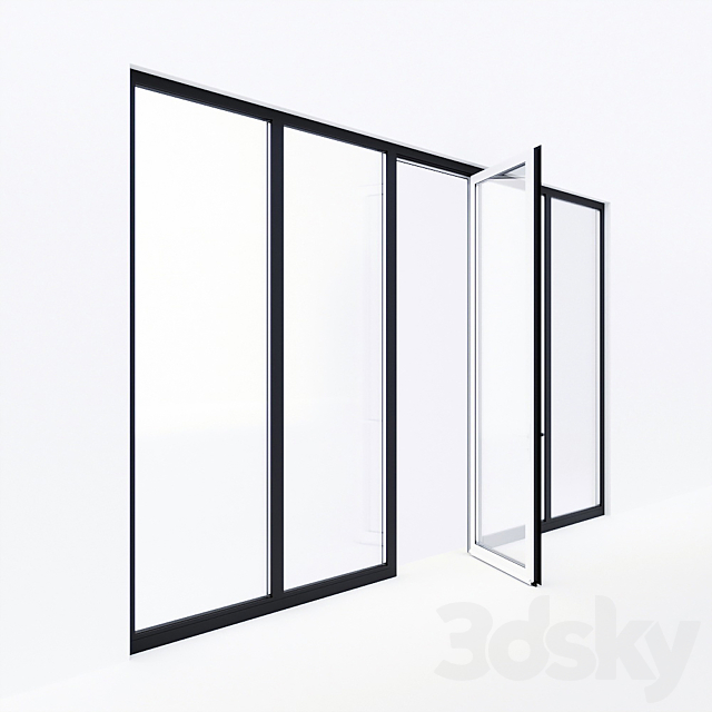 Balcony door Alumil 3DS Max Model - thumbnail 2