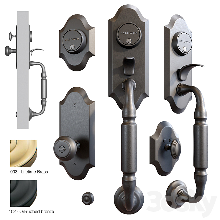 Baldwin. Ashton two-point lock handleset 3DS Max - thumbnail 2