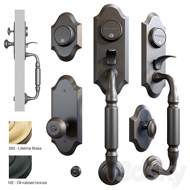 Baldwin. Ashton two-point lock handleset 3DS Max Model - thumbnail 2