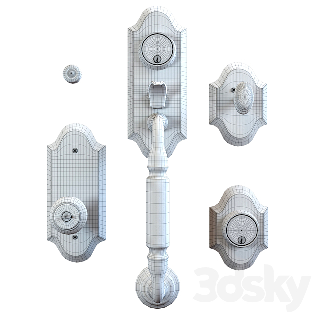 Baldwin. Ashton two-point lock handleset 3DS Max Model - thumbnail 4