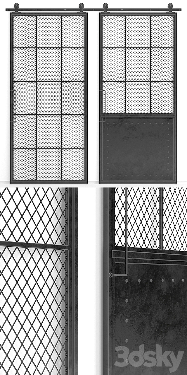 Barn (sliding) doors Mountain French 3DS Max Model - thumbnail 3