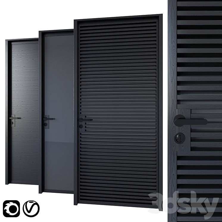 Black modern doors 3DS Max - thumbnail 1