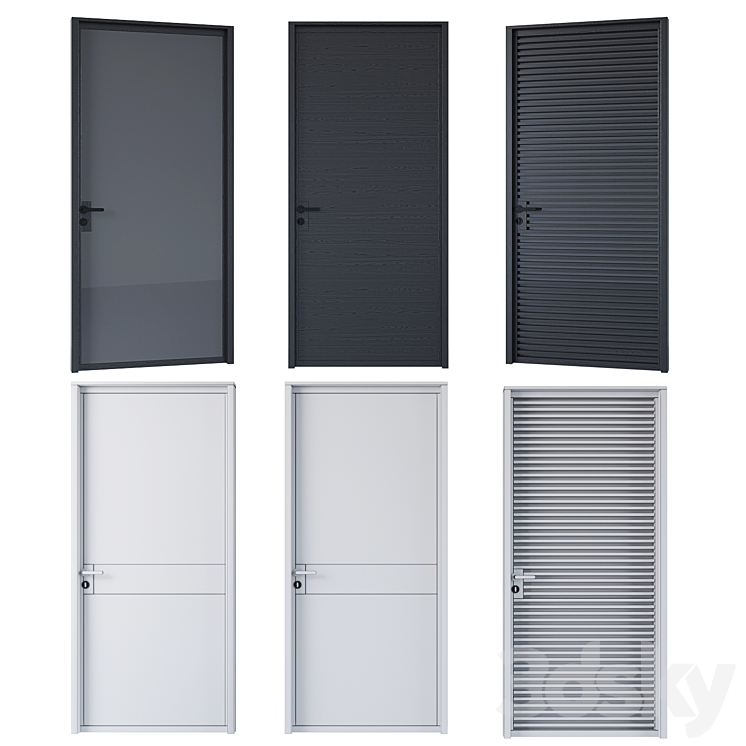 Black modern doors 3DS Max - thumbnail 2