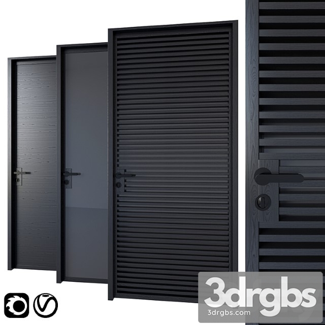 Black modern doors 3dsmax Download - thumbnail 1