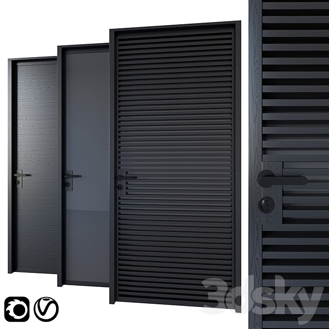 Black modern doors 3DSMax File - thumbnail 1