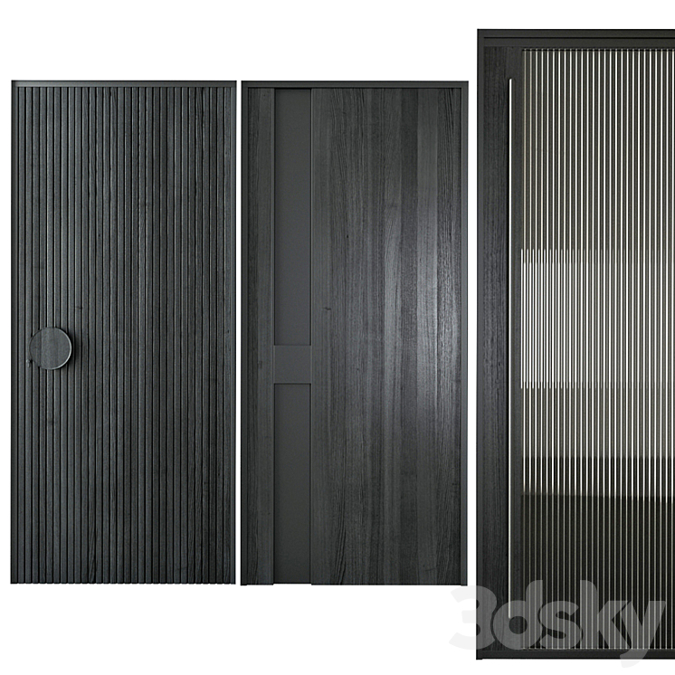 Black modern entrance door 3DS Max - thumbnail 2