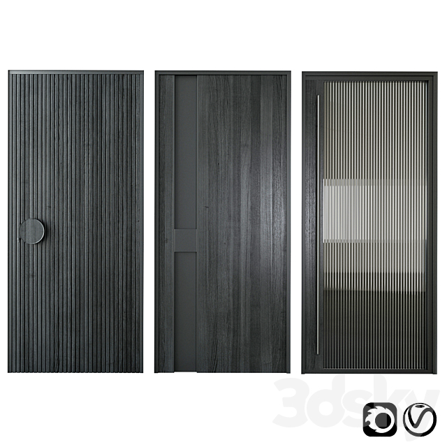 Black modern entrance door 3DSMax File - thumbnail 1