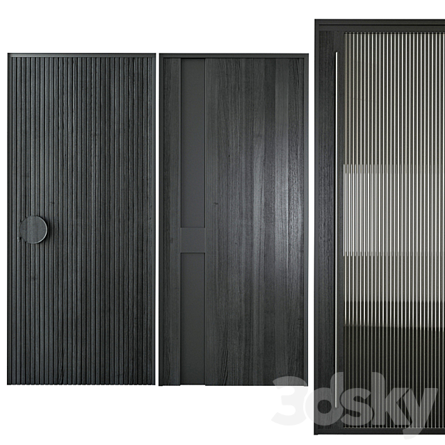 Black modern entrance door 3DSMax File - thumbnail 2