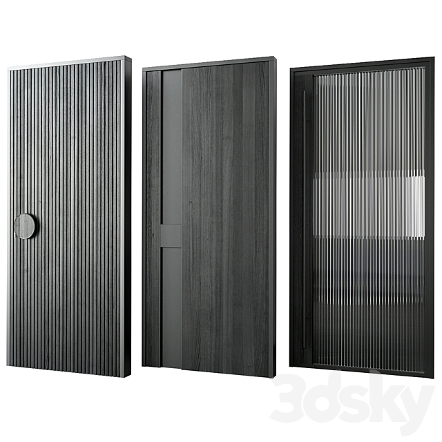 Black modern entrance door 3DSMax File - thumbnail 4