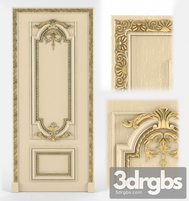 Carved Solid Oak Door 3dsmax Download - thumbnail 1