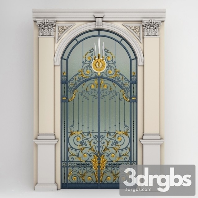 Chakri Maha Prasat Wrought Iron Entrance Door 3dsmax Download - thumbnail 1