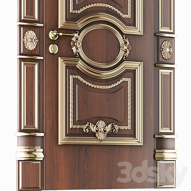 Classic door Barocco 2 3ds Max - thumbnail 3