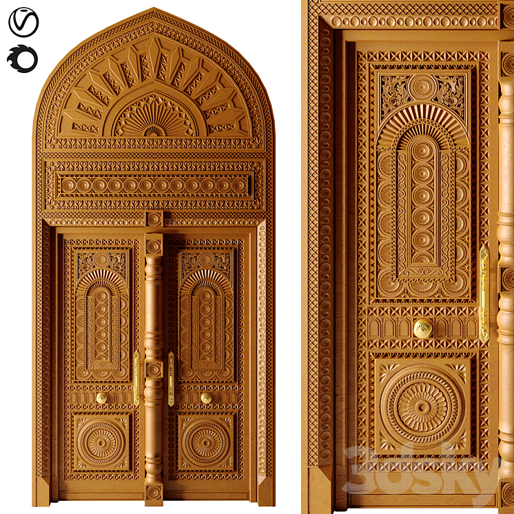 Classic Door N02 3DS Max - thumbnail 1