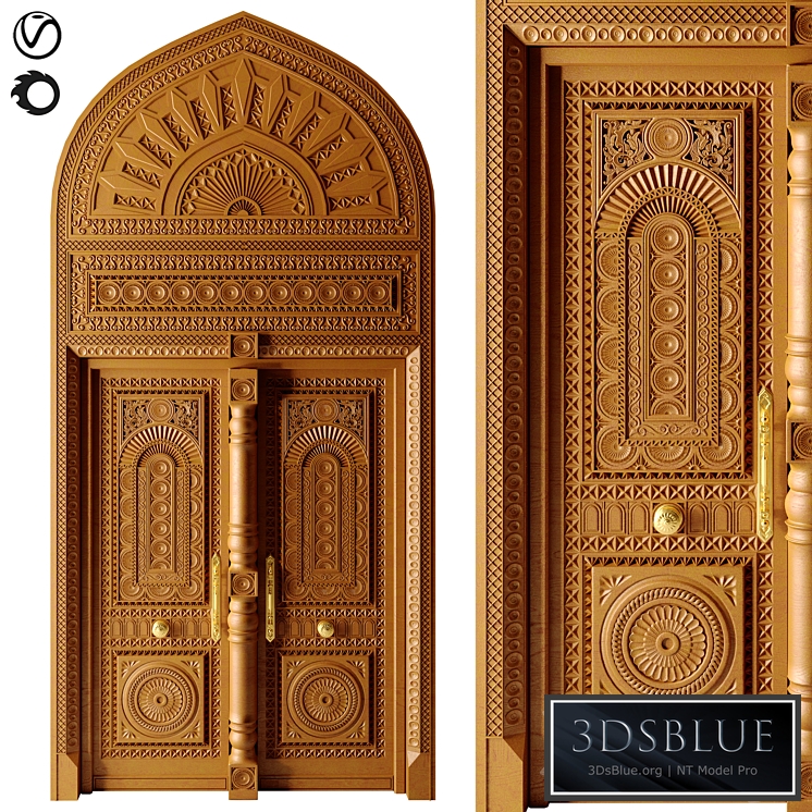 Classic Door N02 3DS Max - thumbnail 3