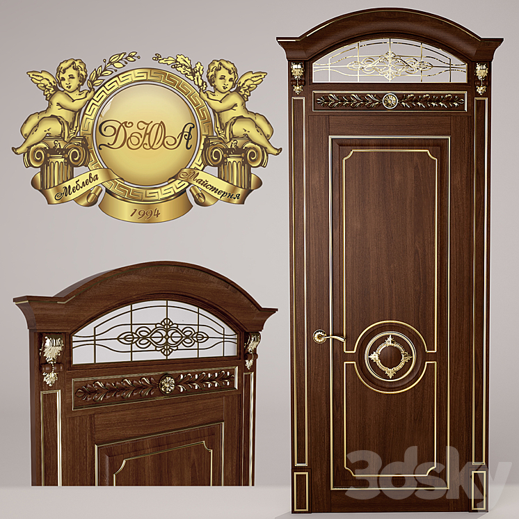 Classic door with carvings and gold patalyu 3DS Max - thumbnail 1