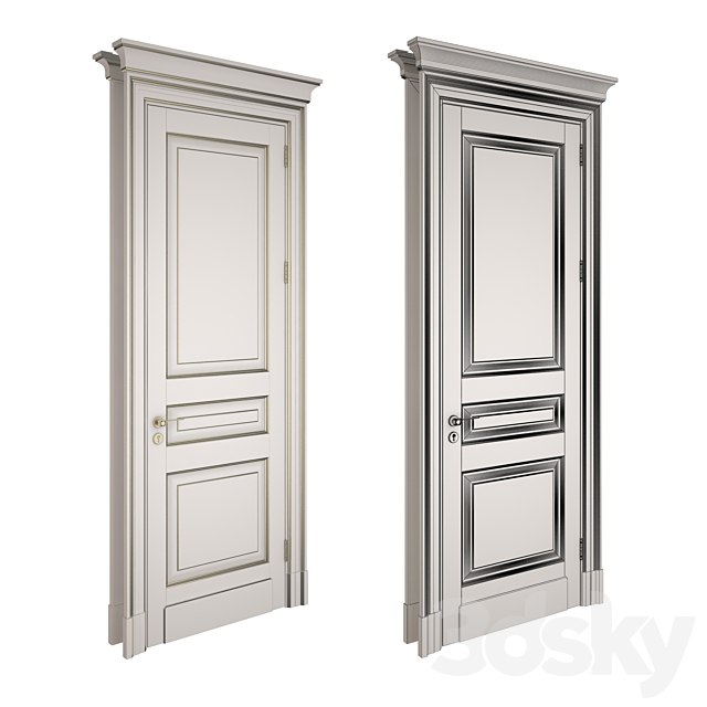 Classic door with cornice + 2D DWG File 3DS Max Model - thumbnail 2