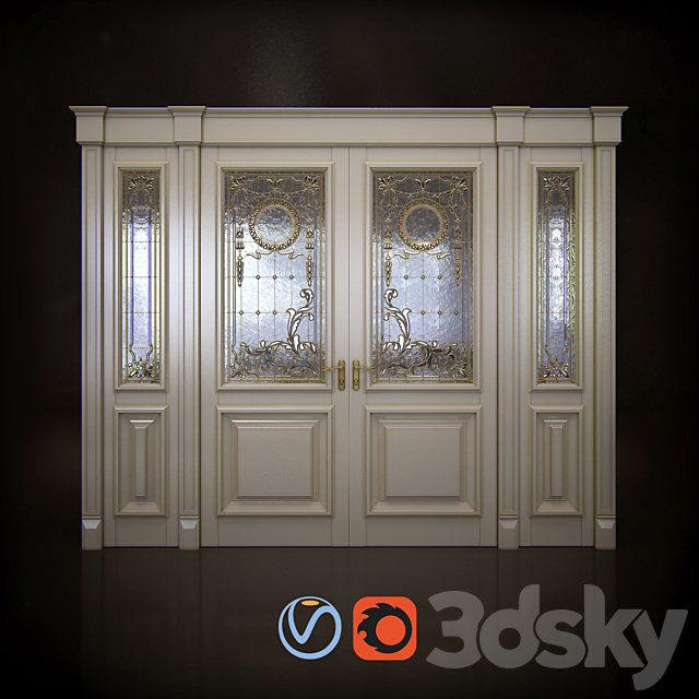 Classic doors 3DS Max Model - thumbnail 1