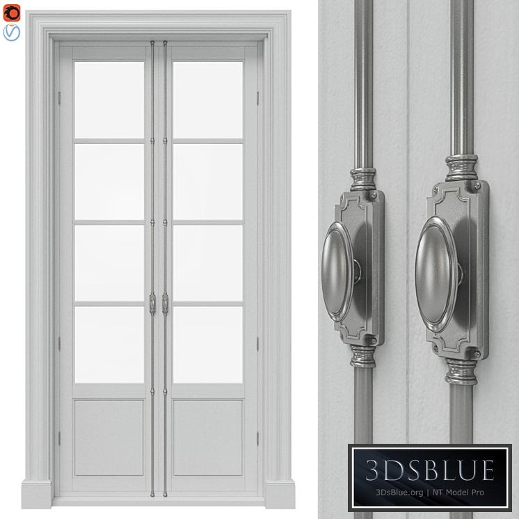 Classic doors with cremones 3DS Max - thumbnail 3