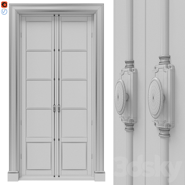 Classic doors with cremones 3DSMax File - thumbnail 3