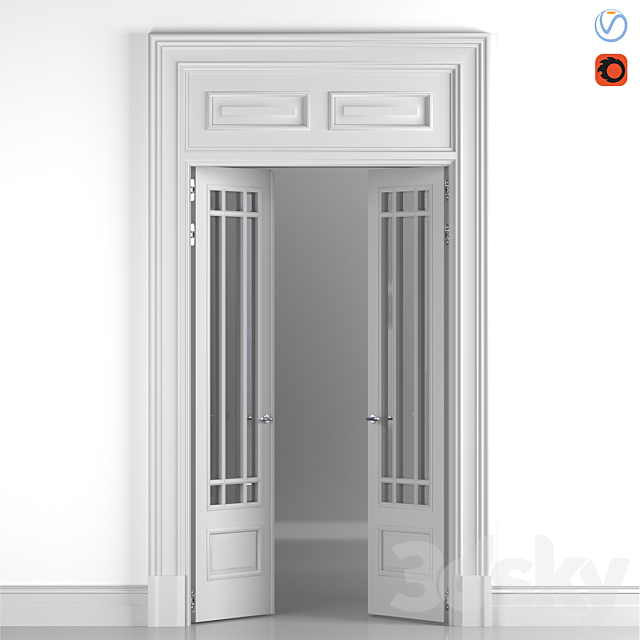 Classic glass door 3DS Max Model - thumbnail 2