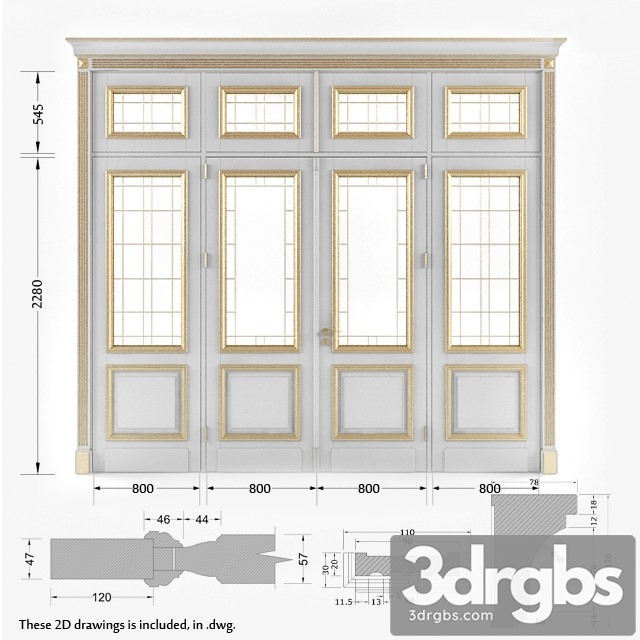 Classic Gold Plated Door 7 3dsmax Download - thumbnail 1