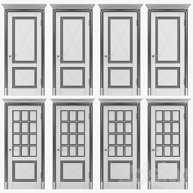 Classic interior doors 02 3DS Max Model - thumbnail 2