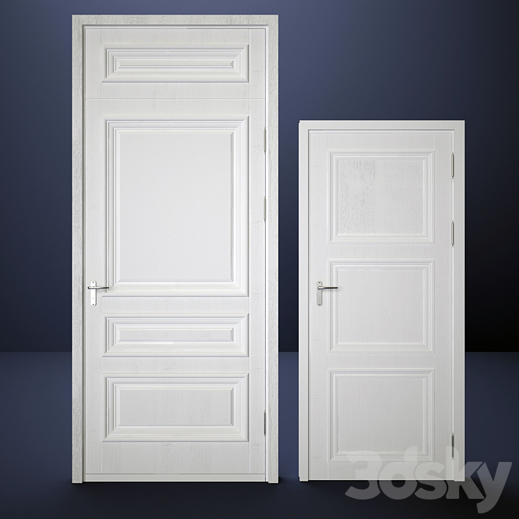 Classic interior doors door with transom 3DS Max - thumbnail 1