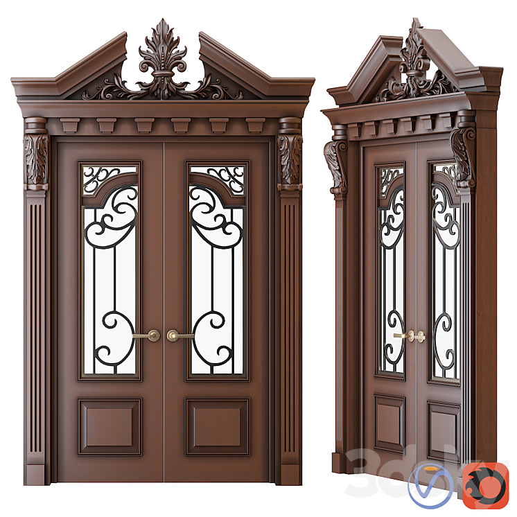 Classic palace door with carvings 3DS Max - thumbnail 1