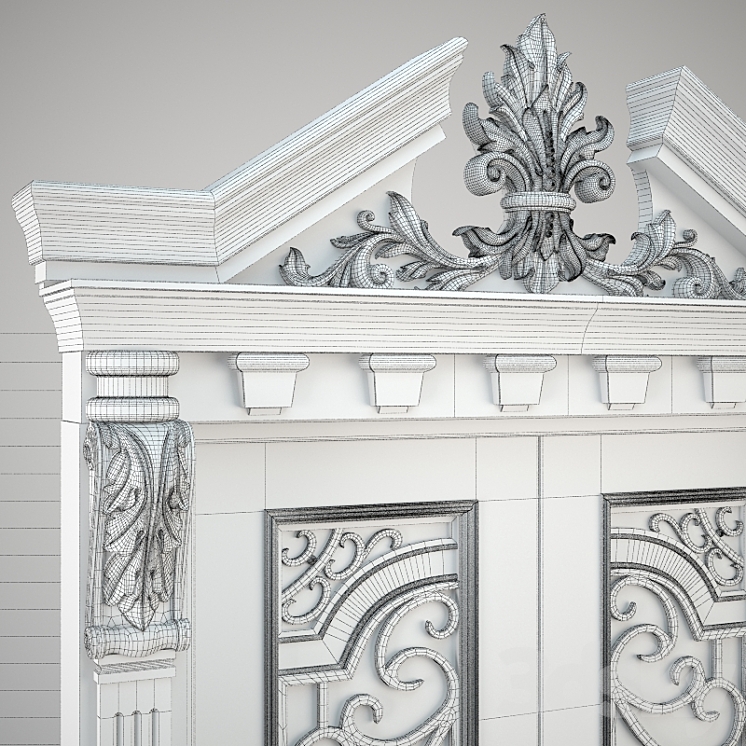 Classic palace door with carvings 3DS Max - thumbnail 2