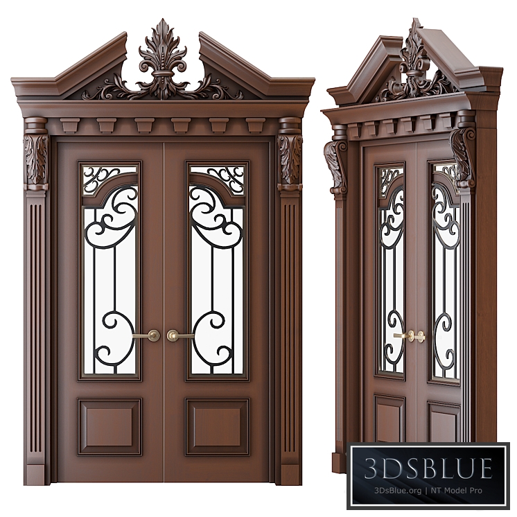 Classic palace door with carvings 3DS Max - thumbnail 3