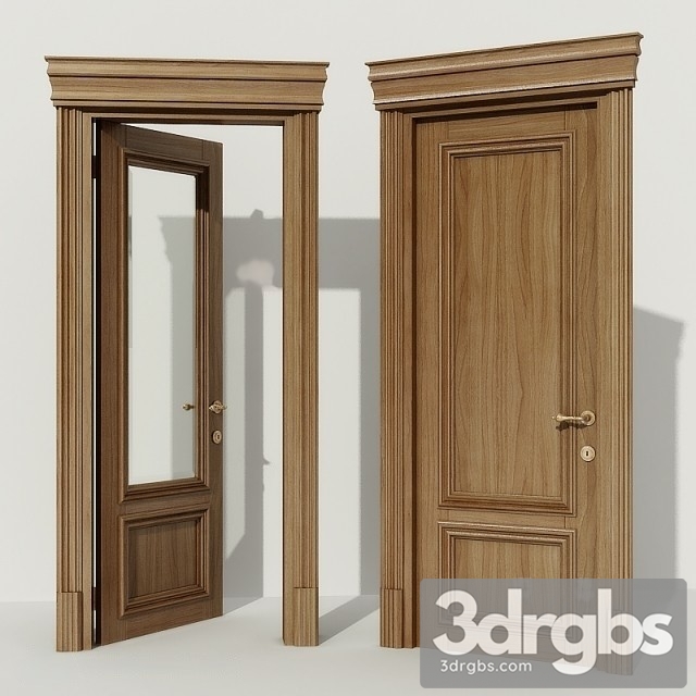 Classic Single Wood Door 3dsmax Download - thumbnail 1