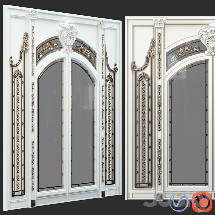 Classic swing door with molding 3DS Max - thumbnail 1