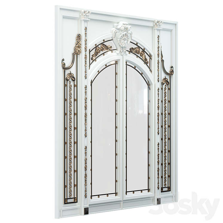 Classic swing door with molding 3DS Max - thumbnail 2