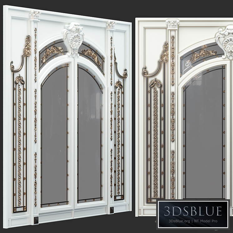 Classic swing door with molding 3DS Max - thumbnail 3