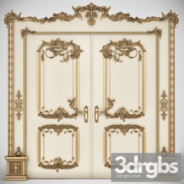 Classic Wooden Door Inlaid Gold 3dsmax Download - thumbnail 1