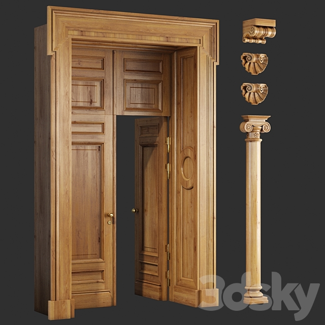 Classic wooden doors and carved elements 3DSMax File - thumbnail 1