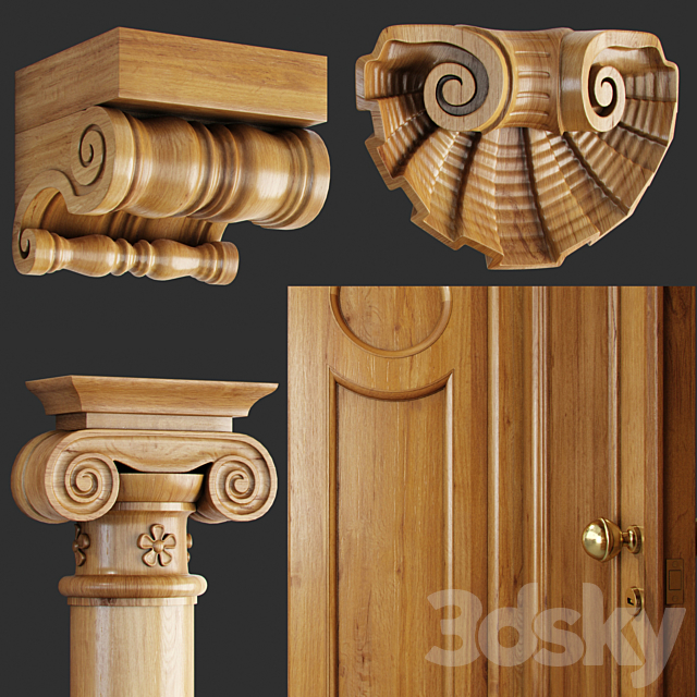 Classic wooden doors and carved elements 3DSMax File - thumbnail 2