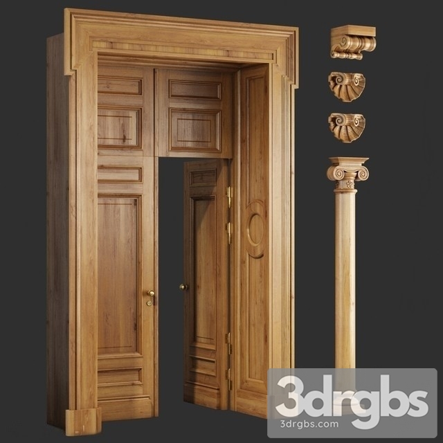 Classic Wooden Doors Carved Elements 3dsmax Download - thumbnail 1