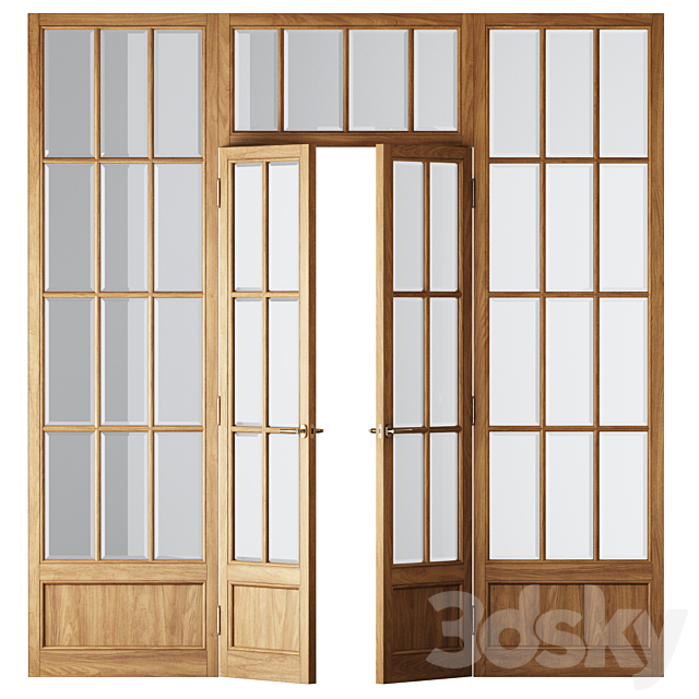 Classical Wooden Glass Partition 3ds Max - thumbnail 1