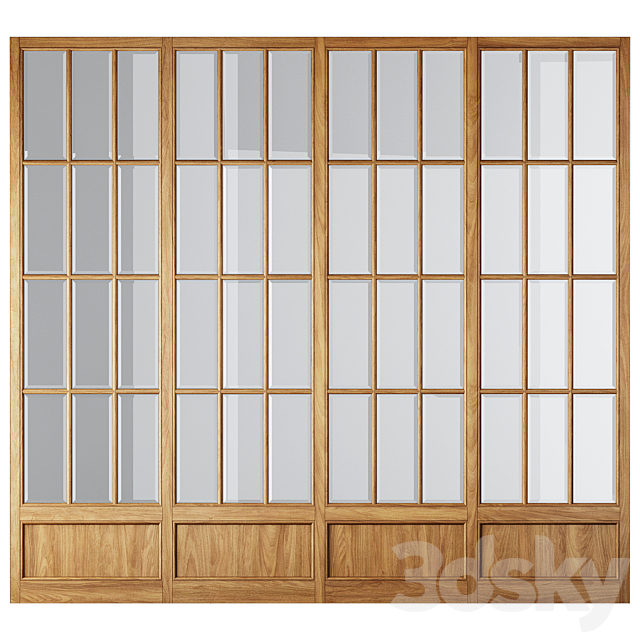 Classical Wooden Glass Partition 3ds Max - thumbnail 2