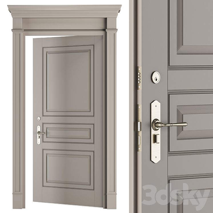 Cream Front Classic Door – Set 35 3DS Max Model - thumbnail 1