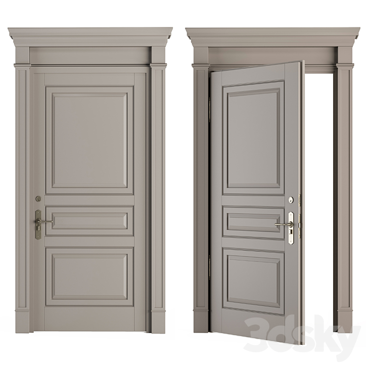 Cream Front Classic Door – Set 35 3DS Max Model - thumbnail 2