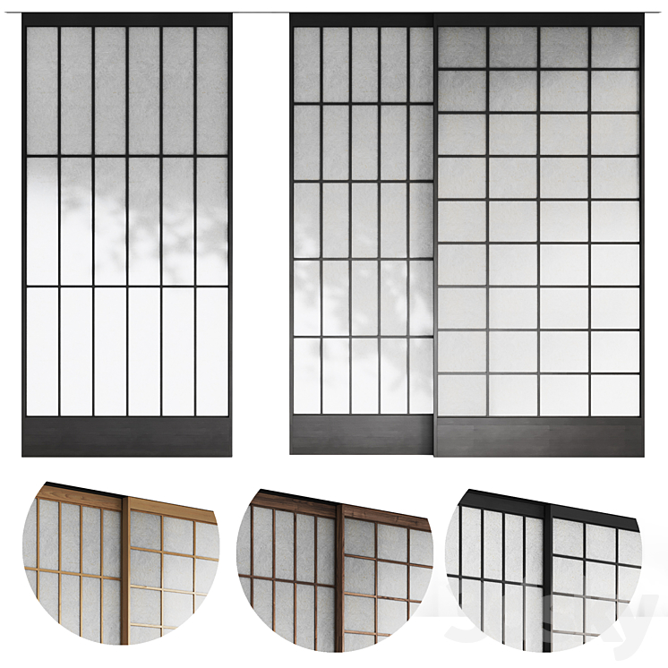 Decorative sliding partition shoji Japanese 3 3DS Max - thumbnail 2