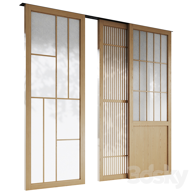 Decorative sliding partition shoji Japanese 5 3DS Max Model - thumbnail 2