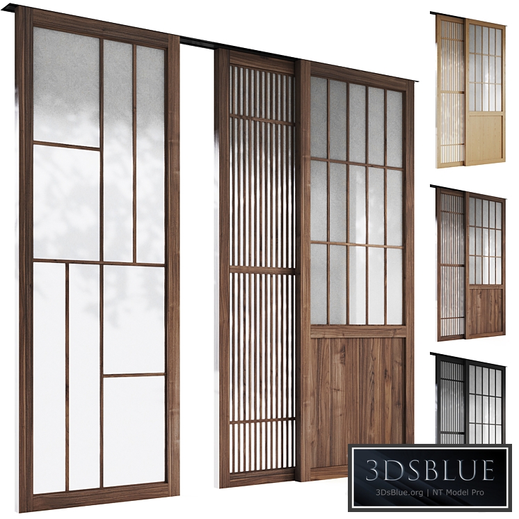 Decorative sliding partition shoji Japanese 5 3DS Max - thumbnail 3