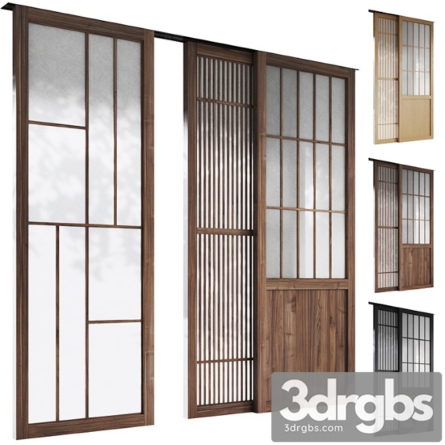 Decorative sliding partition shoji japanese 5 3dsmax Download - thumbnail 1