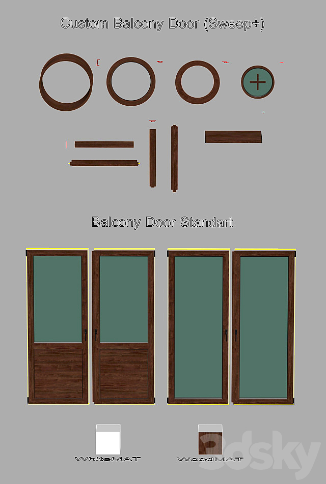 Design for balcony doors 3DS Max Model - thumbnail 2